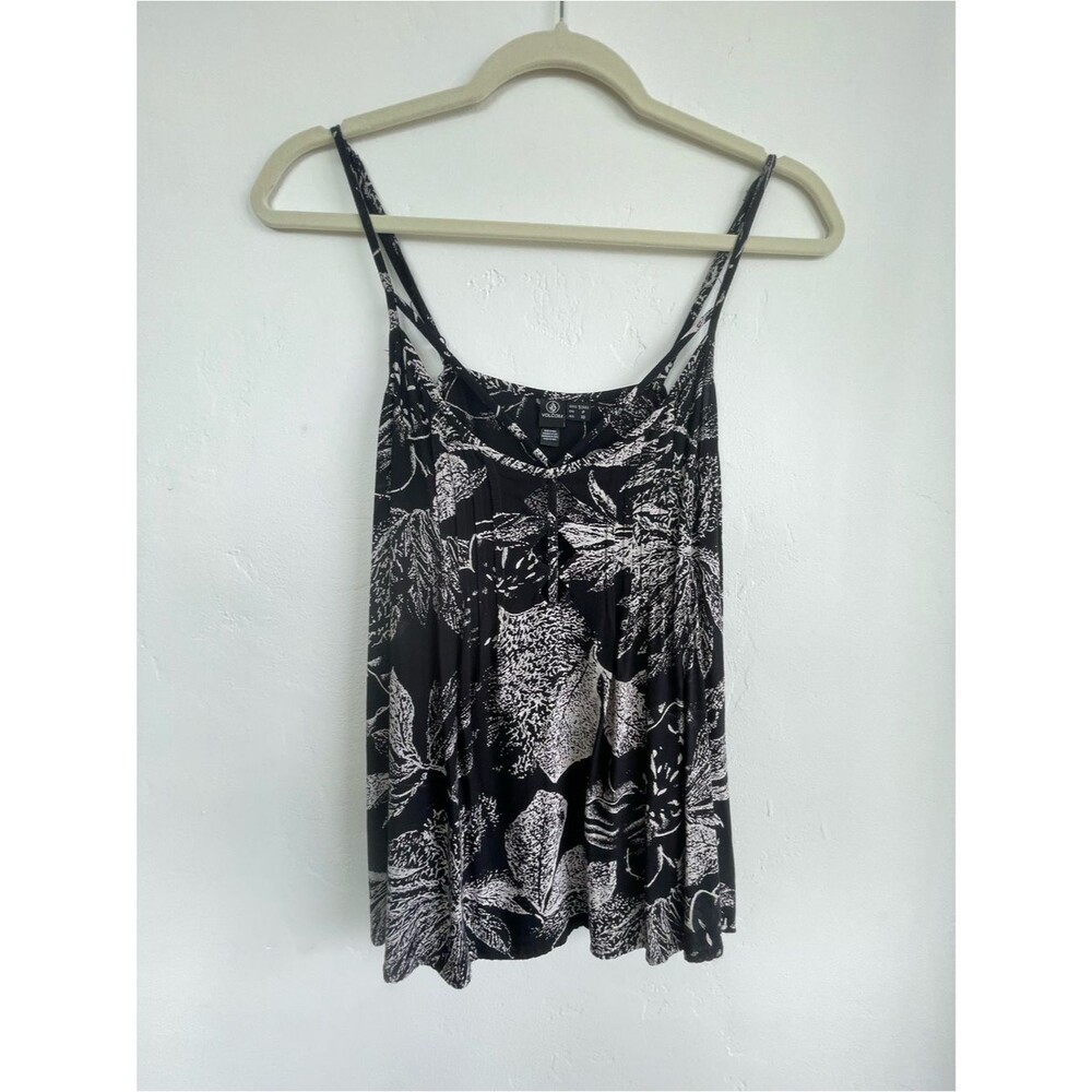 Volcom Flowy Black and White Floral Scoop Top